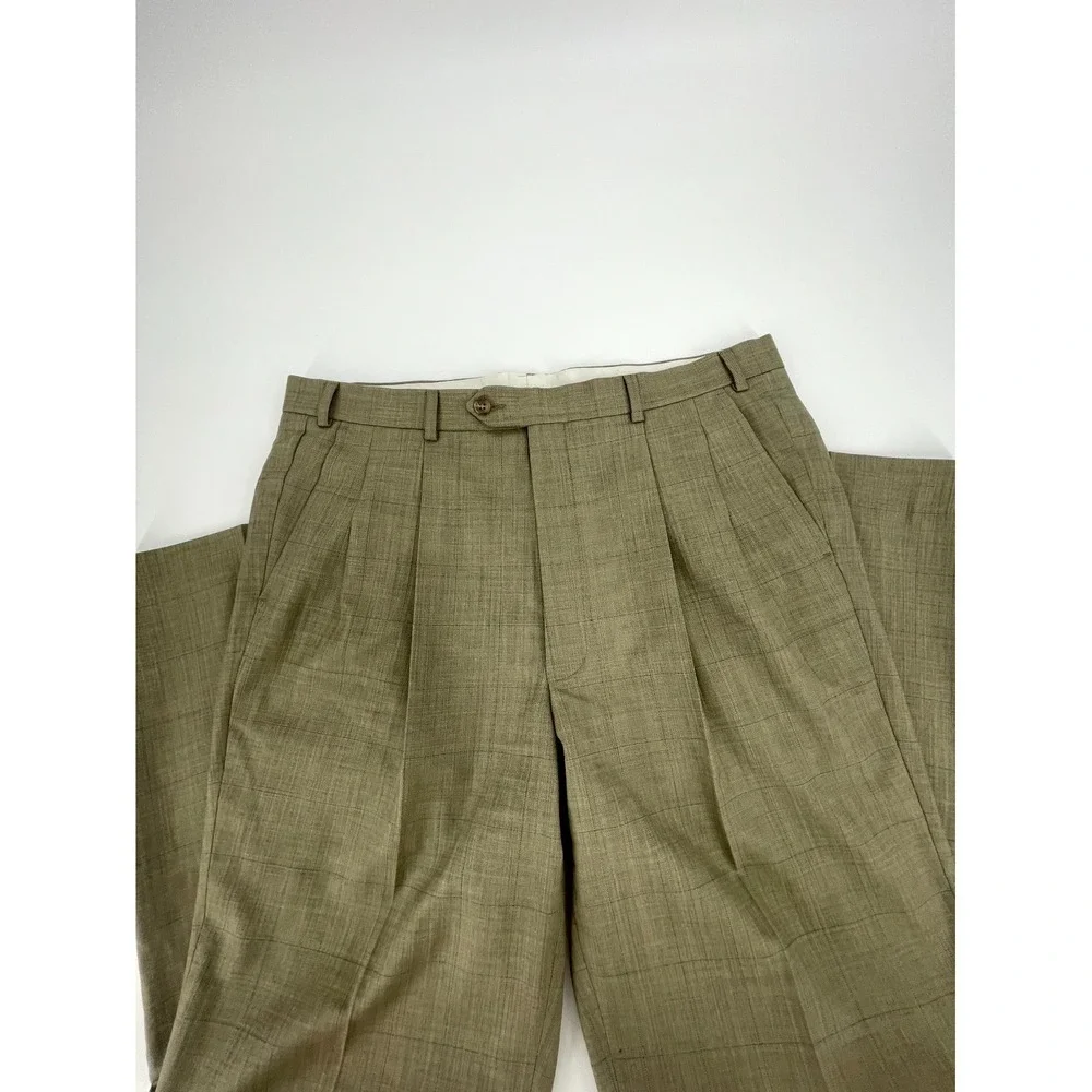 Stafford 2 Piece Suit Set Men 36L Brown Lined Wool 2-Button Notch Lapel Business